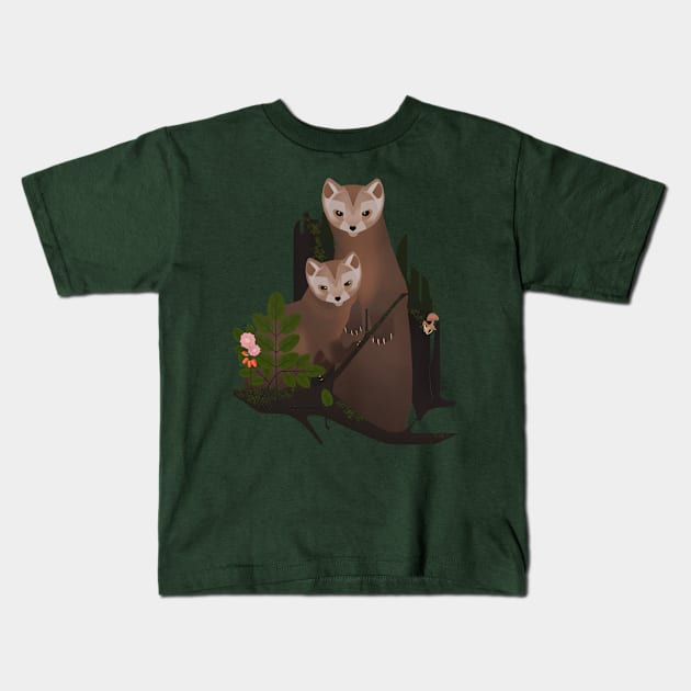 Pine marten Kids T-Shirt by Aline Eg